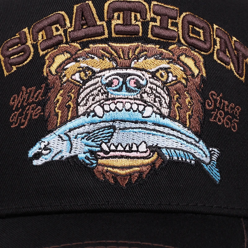 2025 Fashion New Bear Eating Fish Truck Hat Men's Street Skateboarding HipHop Hat Women's Outdoor Sunshade Baseball Hat Mesh Hat