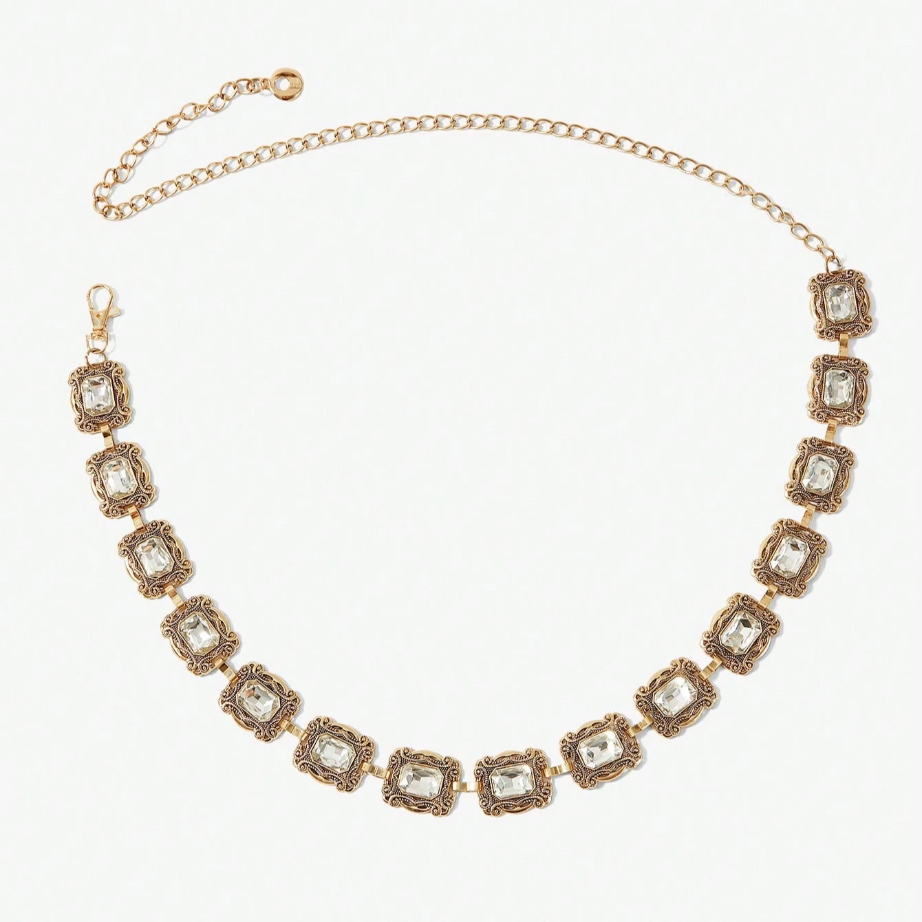 Casual Gold Vintage Carved Crystal Metal Waist Chain