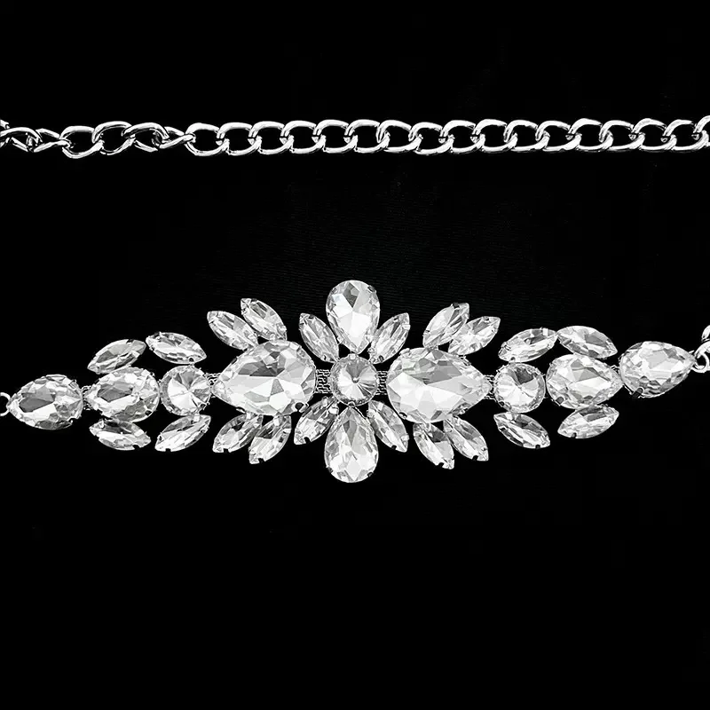 New Women's Rhinestone Inlaid Chain Belt High-end Gold Waist Chain Fashion Dress Evening Dress Accessories
