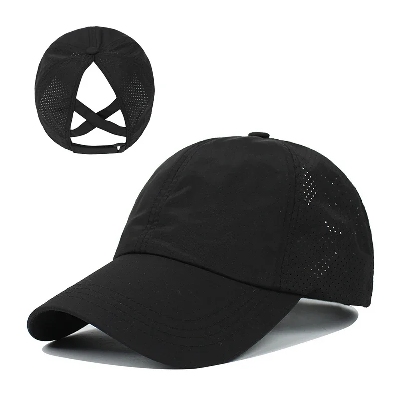 Summer Baseball Cap, Golf Suit, Sports and Leisure Cross Ponytail Cap, Mesh Quick Drying Duckbill Cap
