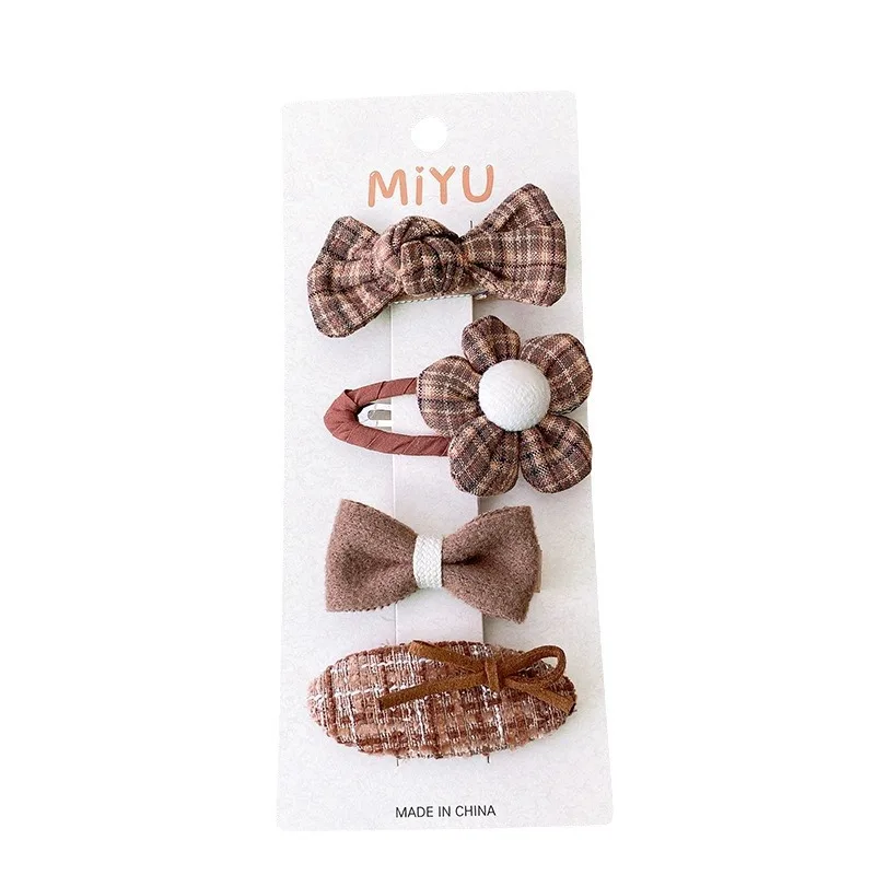 5Pcs/Lot Knitted Plush Floral Hairpins For Girls Cute Hair Clips Flower Side Clips Baby Sweet BB Clip Children Hair Accessories