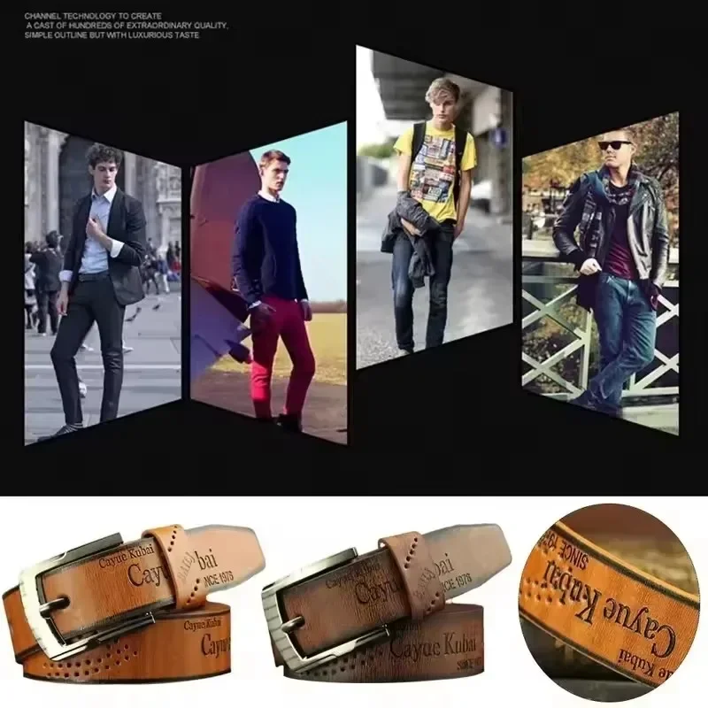 Fashion Luxury Belt For Men PU Leather Belts Metal Pin Buckle High Quality Famous Brand Designer Waist Strap Belts 110cm Length