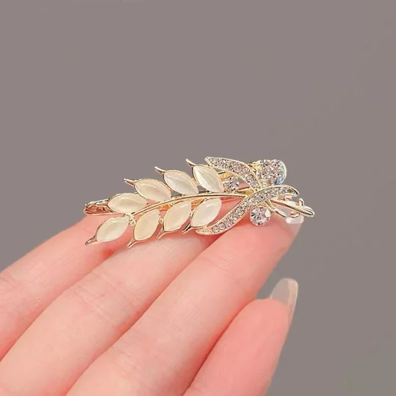 Exquisite Pearl Rhinestone Wheat Hair Clip Temperament Women's Side Bangs Clip Fashion Hairpins Korean Style Hair Accessories