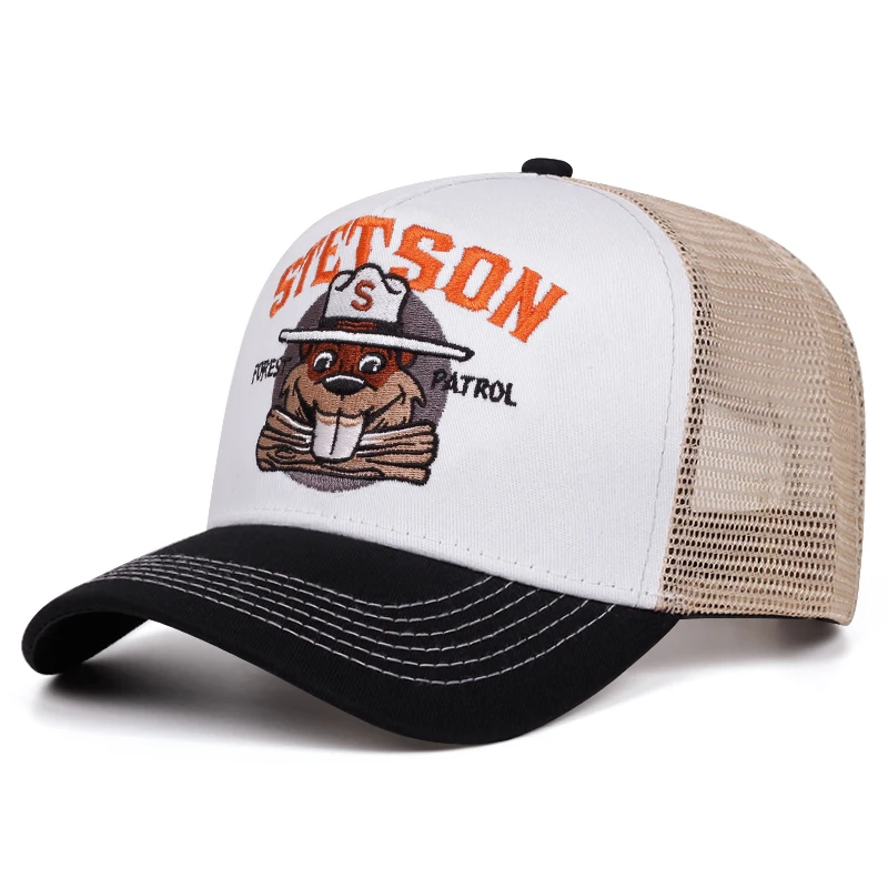 2025 Creative New Breathable Mesh Hat STETSON Fox Embroidery Truck Hat Street Hip Hop Hat Outdoor Sunshade Baseball Hat Unisex