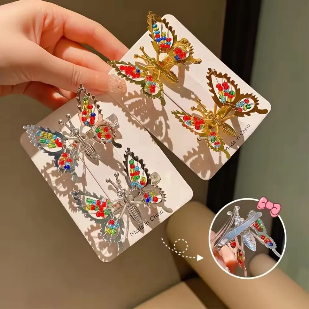 2Pcs/Set Fashion Metal Gold Hollow Butterfly Hairpins For Women Girls Hair Ornament Clip Barrette Headband Hair Accessories