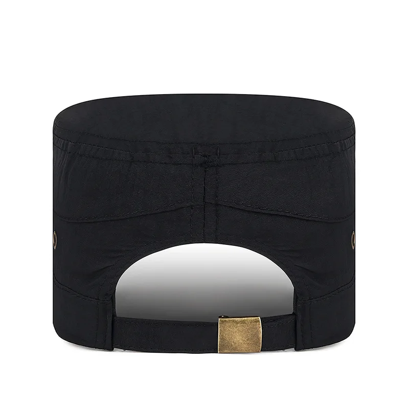Trendy Flat-Top Sun Cap Breathable Quick-Dry Outdoor Golf Hat with Metal Eyelets Lightweight Adjustable Baseball Cap