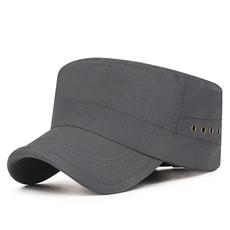 Trendy Flat-Top Sun Cap Breathable Quick-Dry Outdoor Golf Hat with Metal Eyelets Lightweight Adjustable Baseball Cap