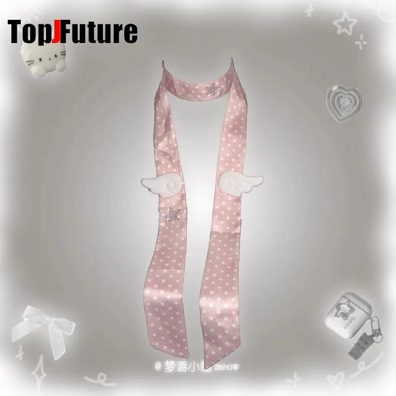 Millennium Y2K Spicy Girl Wings Wave Point Scarf Spring and Summer Japanese and Korean Neck Headband with High-end Feeling