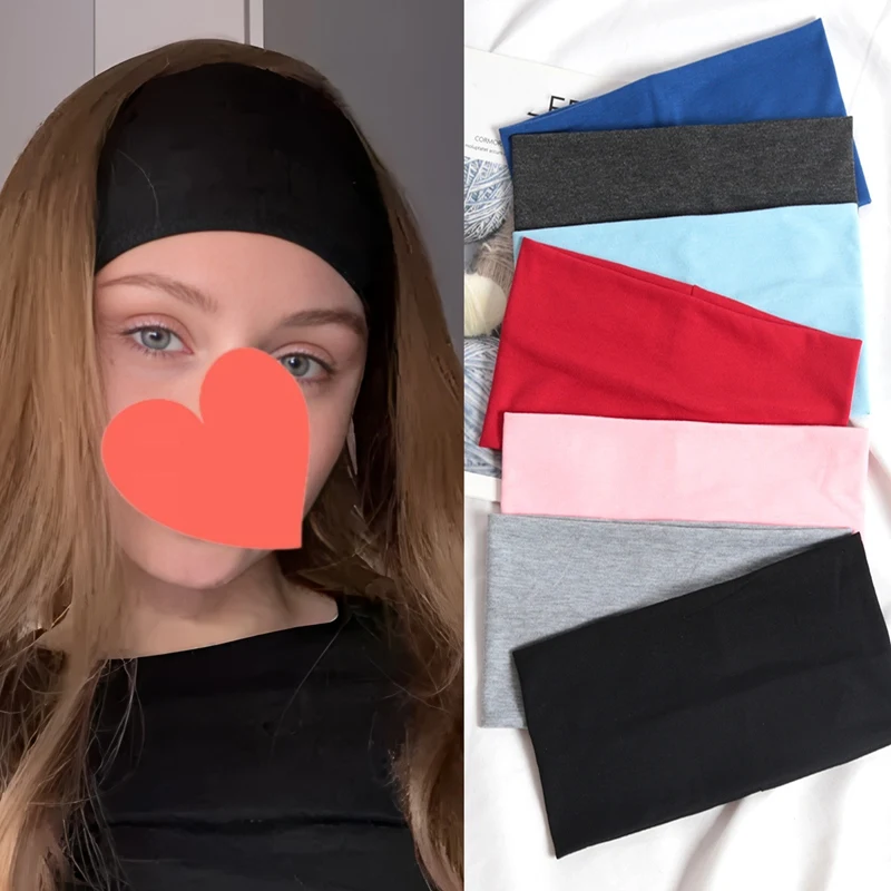 3PCS Elastic Sports Headband Running Solid Color Wide Hair Bands Women Men Yoga Hairband Black Soft Wash Face Makeup Headwrap