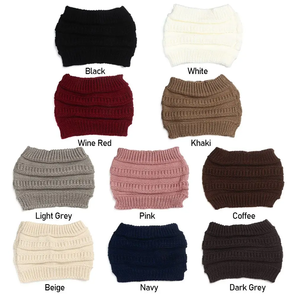 1Pcs Autumn Winter Women Girl Turban Headwraps Headwear Ear Warmer Knitting Headband Hair Band Ponytail Beanie Hat