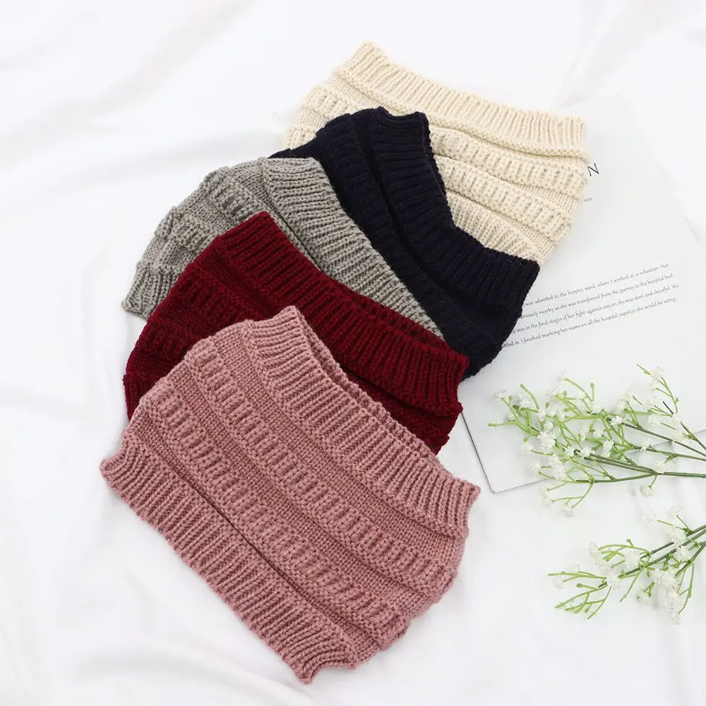 1Pcs Autumn Winter Women Girl Turban Headwraps Headwear Ear Warmer Knitting Headband Hair Band Ponytail Beanie Hat