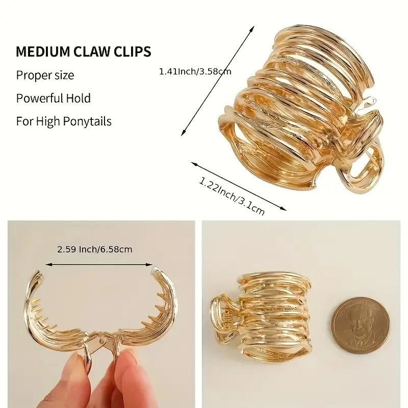 Hollow Metal Fixed Artifact Hair Clip Temperament Clip Cool Style High-end Feeling Women's High Ponytail Grip Clip