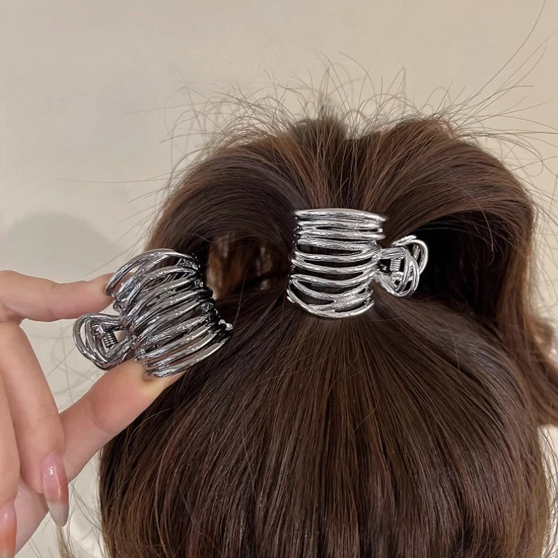 Hollow Metal Fixed Artifact Hair Clip Temperament Clip Cool Style High-end Feeling Women's High Ponytail Grip Clip