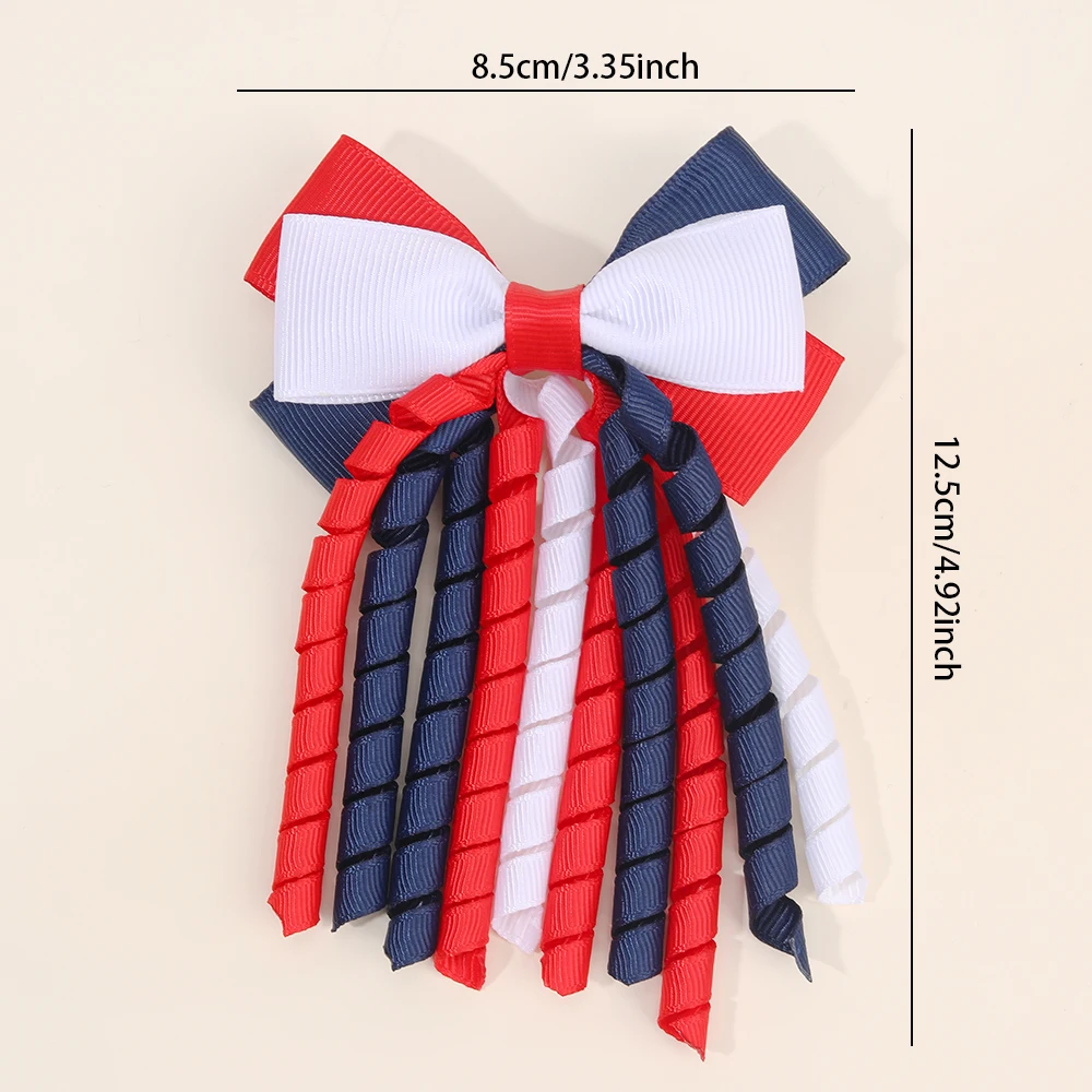 2Pcs Ribbon-Tassel Hair Clips Popular Sweet Rainbow Curly Ribbon Double Ponytail Hairpin Baby Girl Hair Accessories For Children