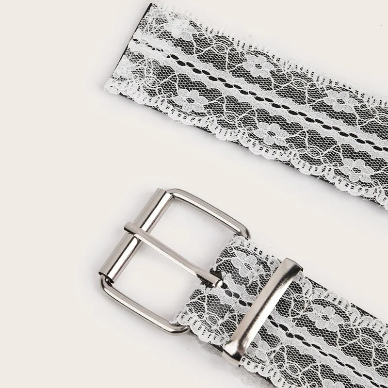 Korean Y2k Lace Waistband Female Floral Elegant Waist Belt For Women 3.8cm Wide Dress Jeans Belt Spicy Girls
