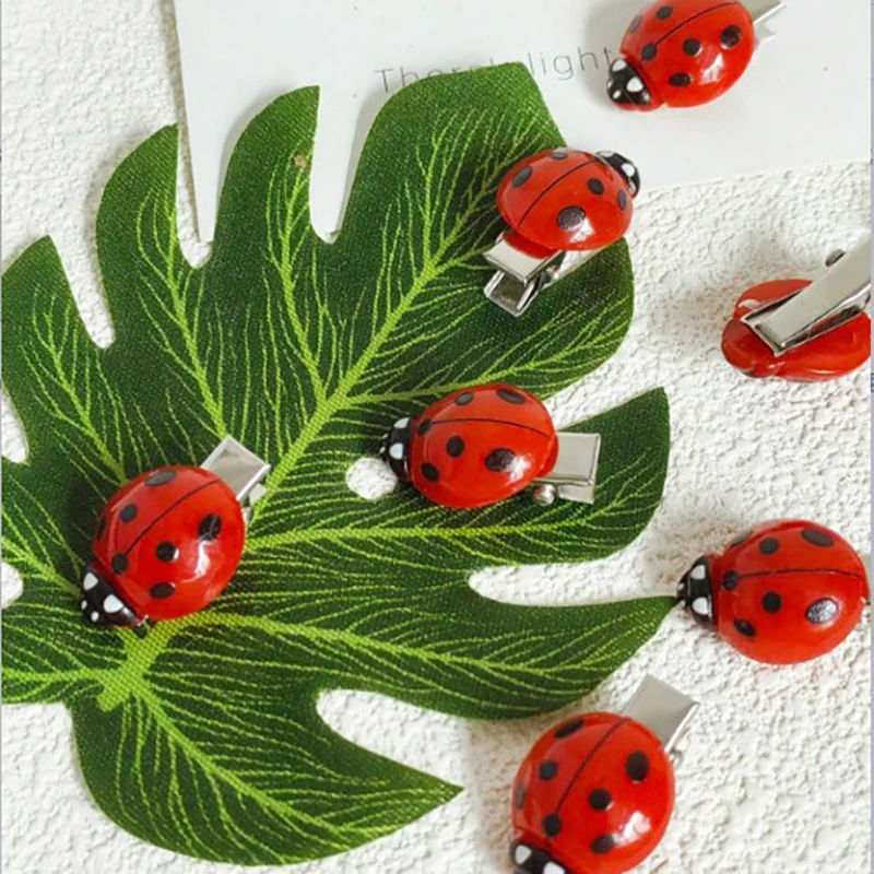 Creative 10Pcs Simulated Ladybug Hair Clips Animal Insect Hair Clips Hair Accessories Headwear For Hair Decoration