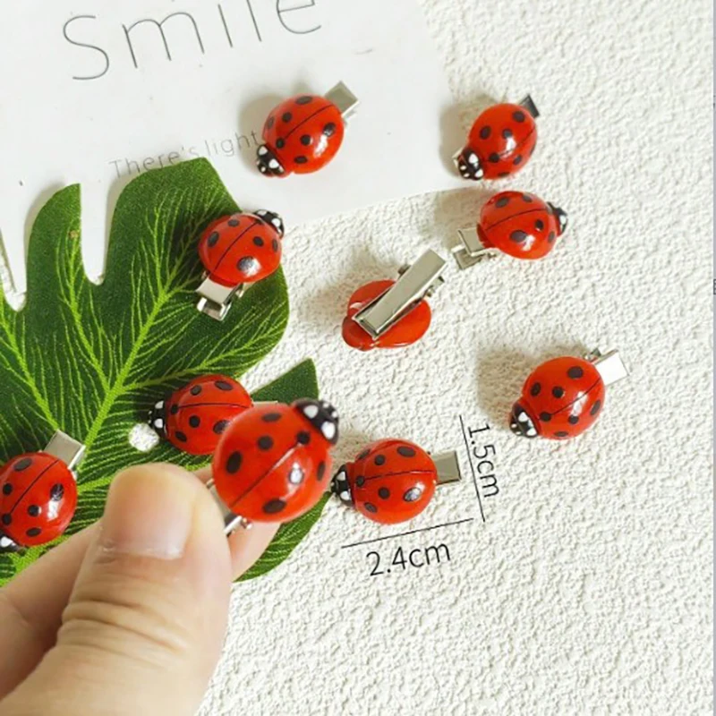 Creative 10Pcs Simulated Ladybug Hair Clips Animal Insect Hair Clips Hair Accessories Headwear For Hair Decoration