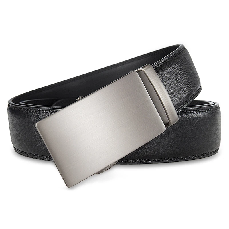 3.5cm High End Handsome Alloy Automatic Buckle Belt Men's Durability PU Leather Waistband Fashion Business Male Waist Straps