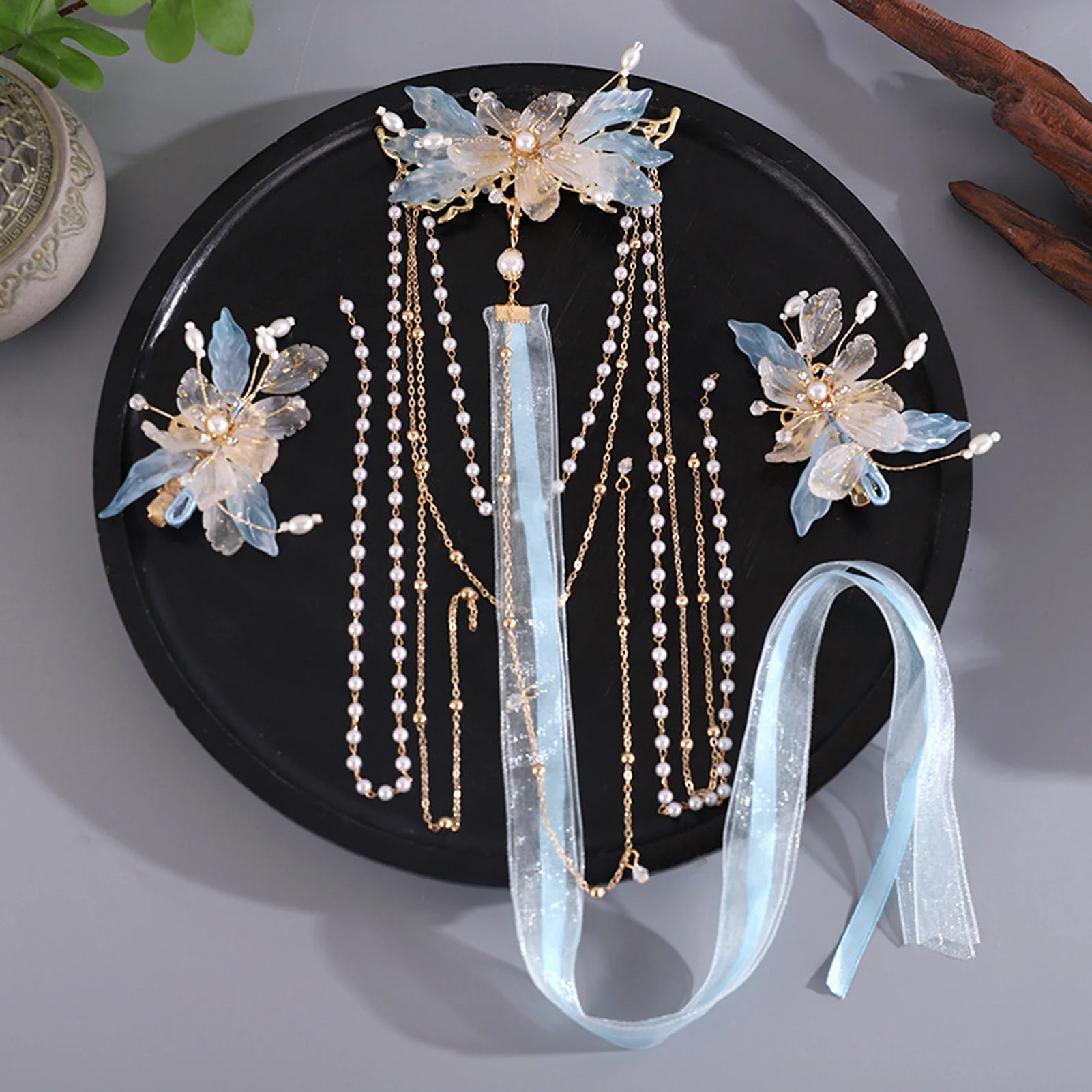 Antique Chinese Style Hair Clip Set With Long Tassel Vintage Hairpins Kits Headwear For Women Elegant Jewelry Hair Accessories