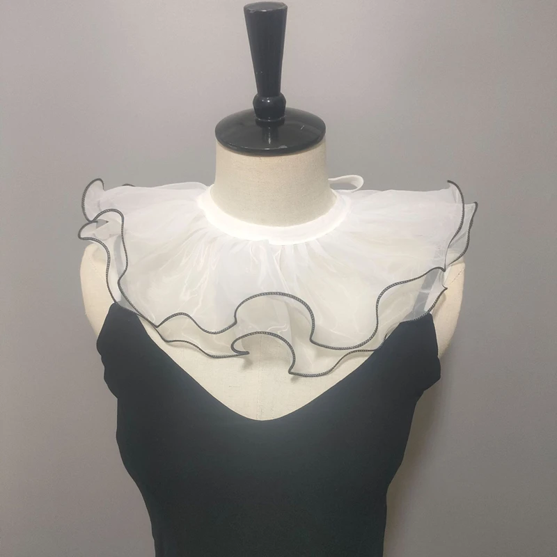Double Layered Shawl Fake Collar Clown Performance Detachable Ruffle Neckwear Sweater Dress Faux Collar Accessories