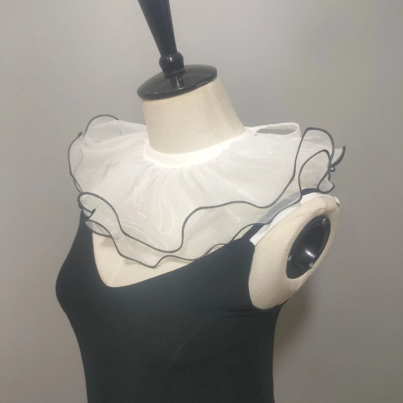 Double Layered Shawl Fake Collar Clown Performance Detachable Ruffle Neckwear Sweater Dress Faux Collar Accessories