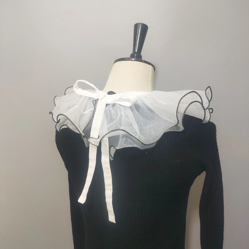 Double Layered Shawl Fake Collar Clown Performance Detachable Ruffle Neckwear Sweater Dress Faux Collar Accessories
