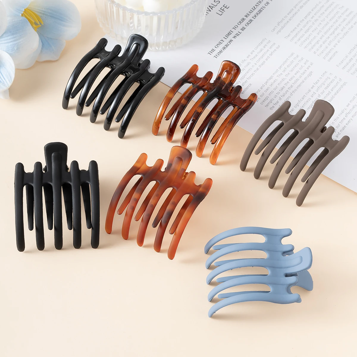 3pcs Matte Hair Claws Clamps Women Hair Clips Crab Acrylic Ponytail Hairpins Girls Barrettes Duckbill Fashion Hair Accessories