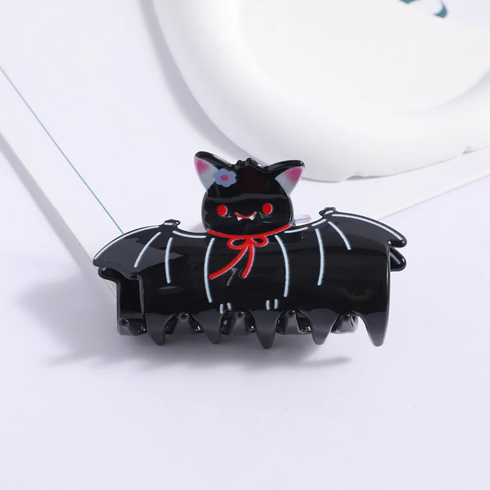 Halloween Shark & Bat Acrylic Hair Claw Clip Double-Sided Print Versatile Summer Fashion Accessory Dopamine Style Hair Grip