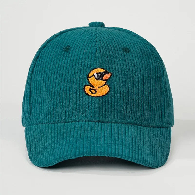 Cute Yellow Duck Corduroy Baseball Cap Embroidery Unisex Vintage Snapback Hat Outdoor Camping Fashion Gift Streetwear Daily C
