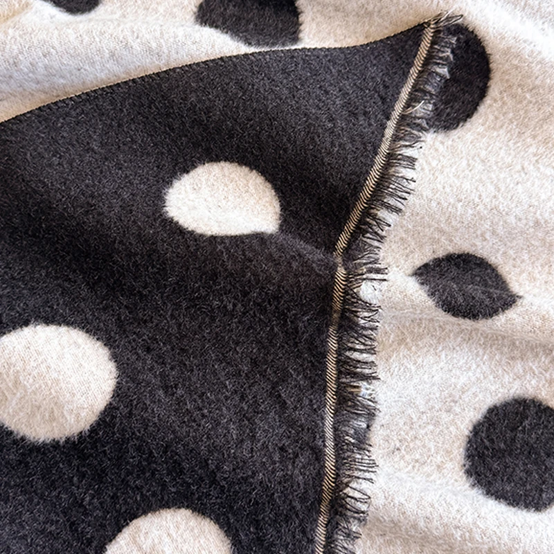 2025 Luxury Brand Women's Cashmere Scarf - Winter Warm Tasseled Striped & Polka Dot Printed Pashmina Shawl, Foulard & Poncho
