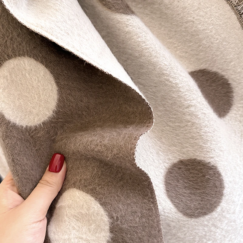 2025 Luxury Brand Women's Cashmere Scarf - Winter Warm Tasseled Striped & Polka Dot Printed Pashmina Shawl, Foulard & Poncho