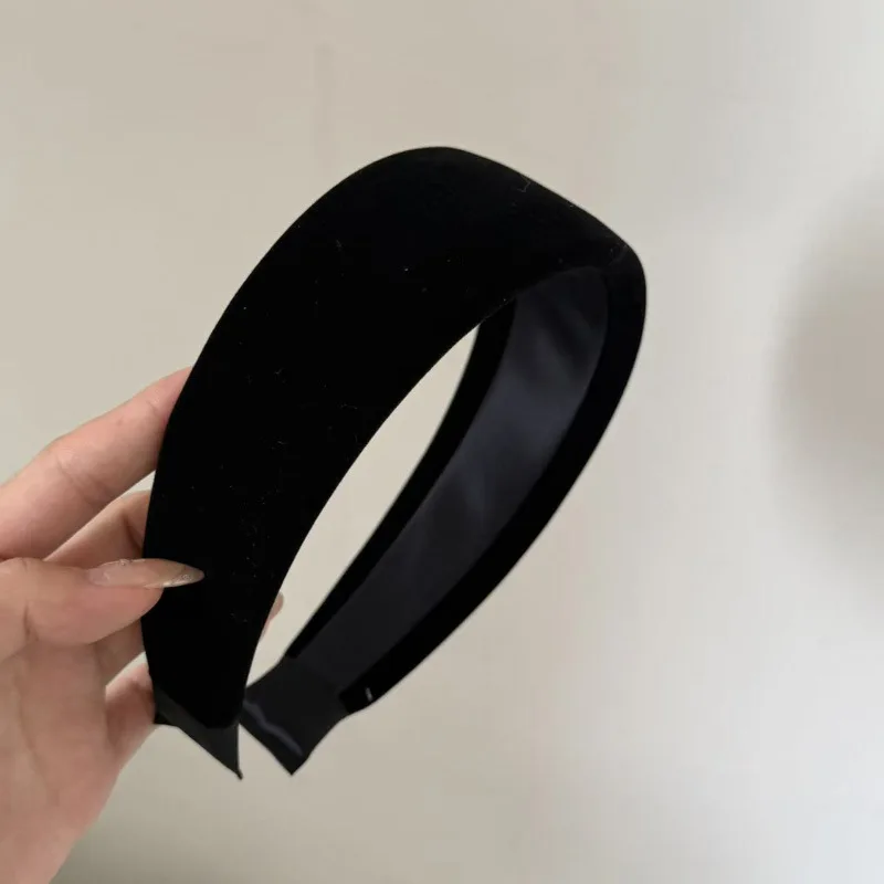 Retro velvet wide headband for women small face high cranial top hairhoop hair accessories