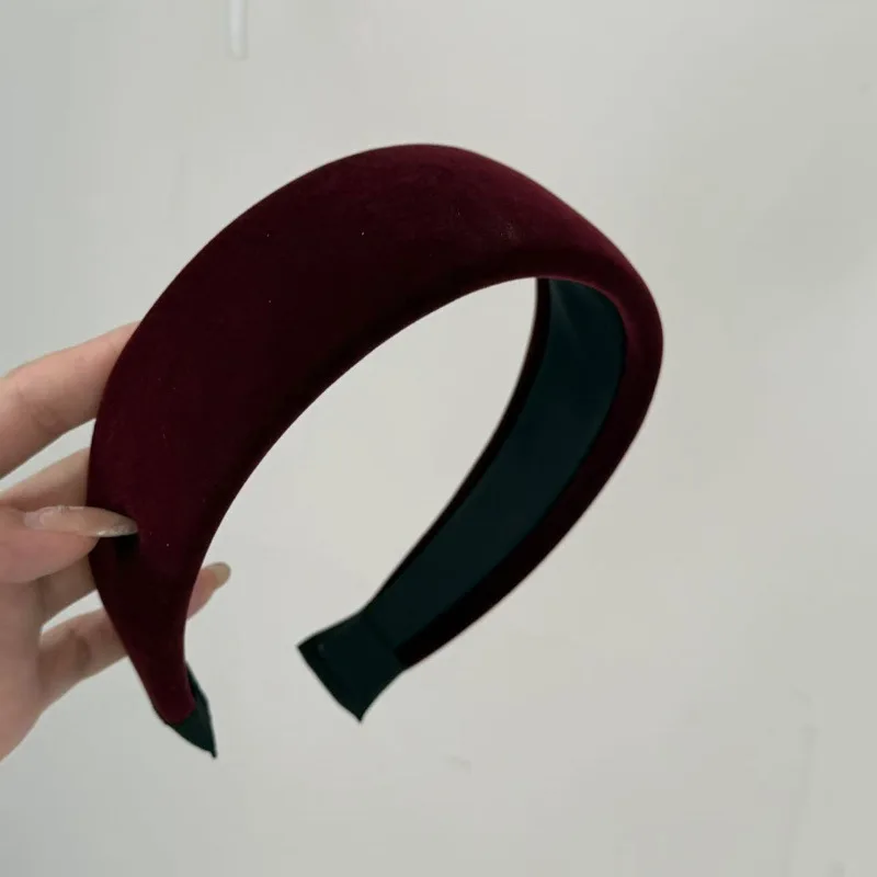 Retro velvet wide headband for women small face high cranial top hairhoop hair accessories