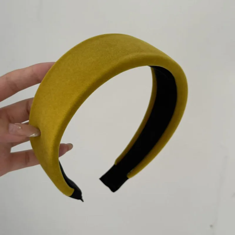 Retro velvet wide headband for women small face high cranial top hairhoop hair accessories