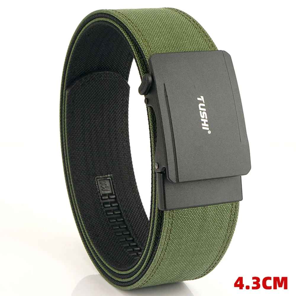 TUSHI Military Belt for Men 4.3CM Nylon Metal Automatic Buckle Police Duty Belt Tactical Outdoor Girdle Accessories Multi-size