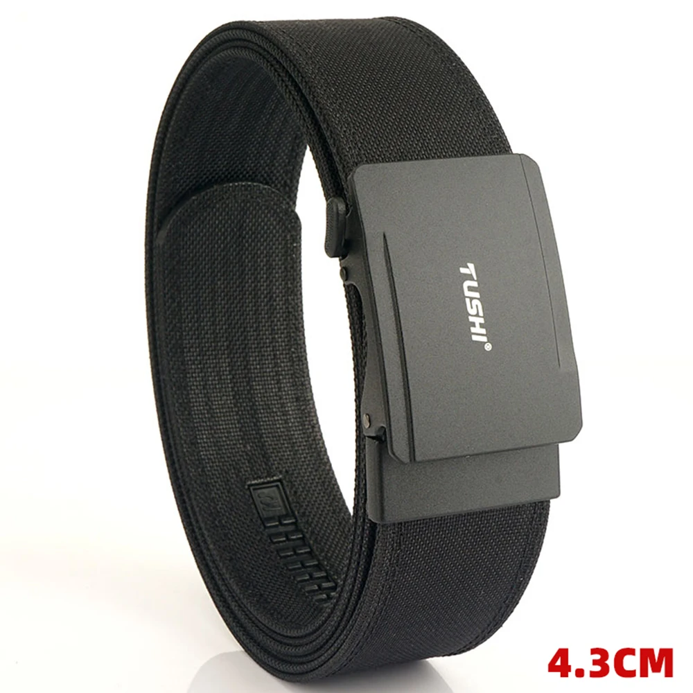 TUSHI Military Belt for Men 4.3CM Nylon Metal Automatic Buckle Police Duty Belt Tactical Outdoor Girdle Accessories Multi-size
