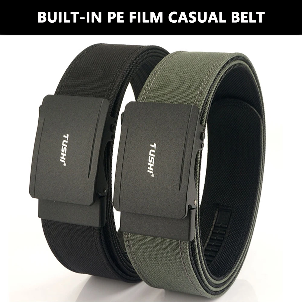 TUSHI Military Belt for Men 4.3CM Nylon Metal Automatic Buckle Police Duty Belt Tactical Outdoor Girdle Accessories Multi-size