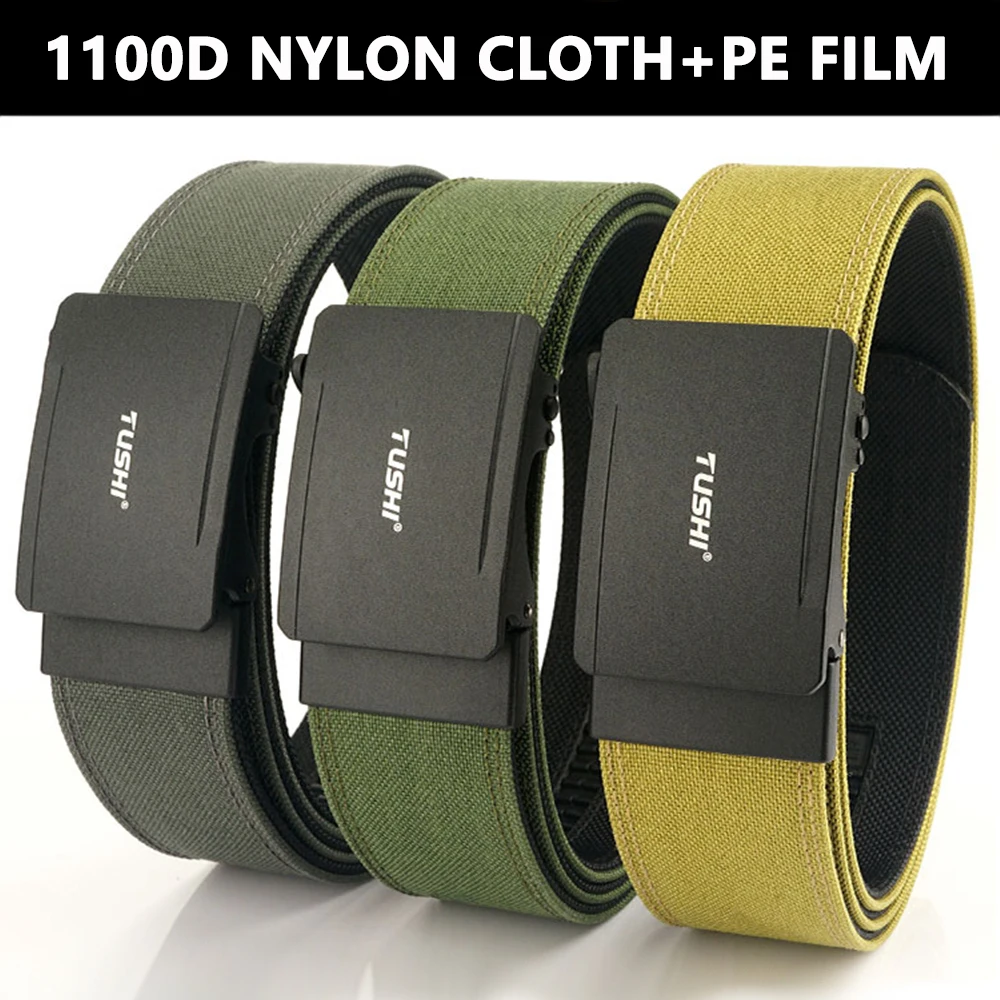 TUSHI Military Belt for Men 4.3CM Nylon Metal Automatic Buckle Police Duty Belt Tactical Outdoor Girdle Accessories Multi-size