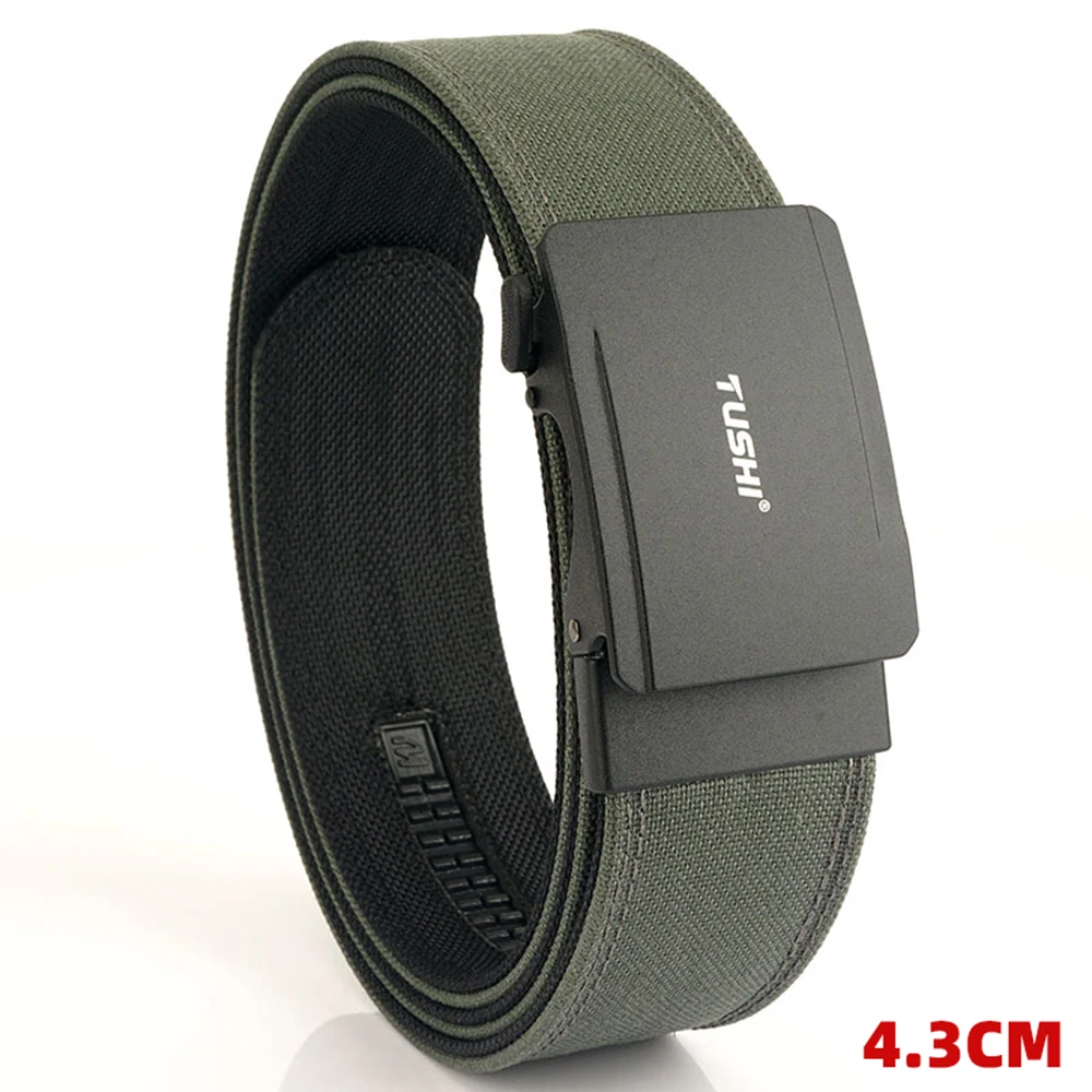 TUSHI Military Belt for Men 4.3CM Nylon Metal Automatic Buckle Police Duty Belt Tactical Outdoor Girdle Accessories Multi-size