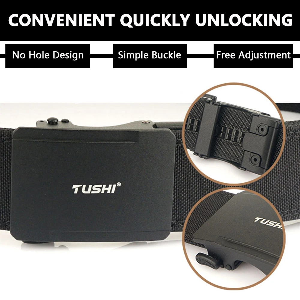 TUSHI Military Belt for Men 4.3CM Nylon Metal Automatic Buckle Police Duty Belt Tactical Outdoor Girdle Accessories Multi-size