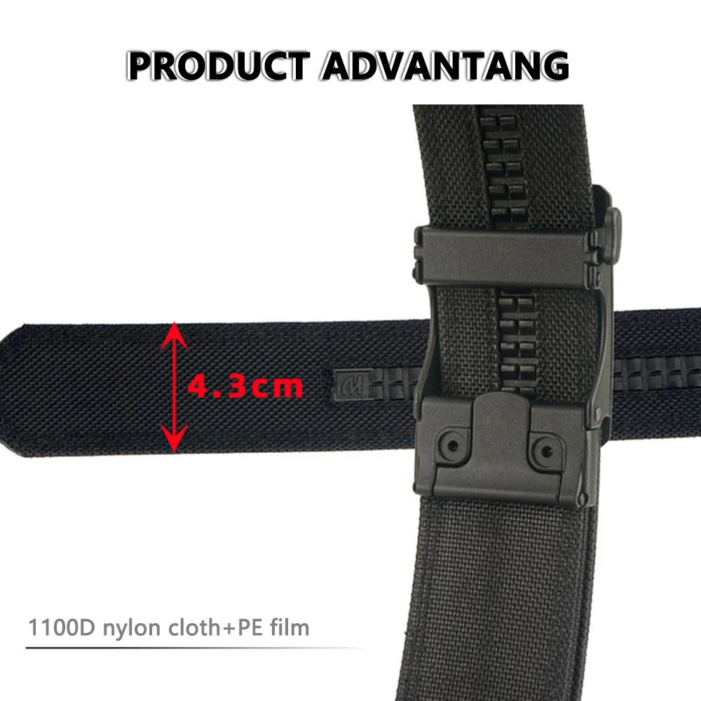 TUSHI Military Belt for Men 4.3CM Nylon Metal Automatic Buckle Police Duty Belt Tactical Outdoor Girdle Accessories Multi-size