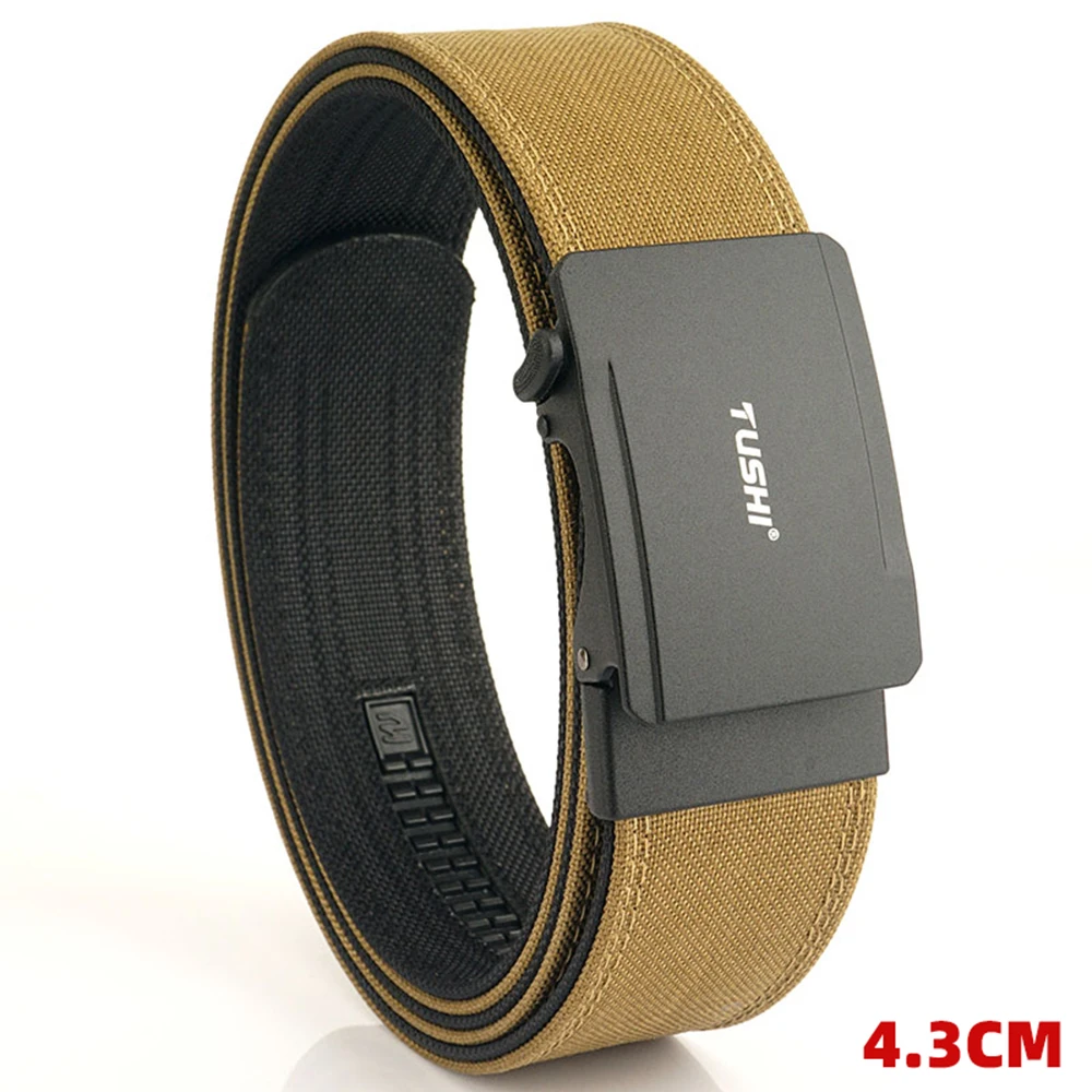 TUSHI Military Belt for Men 4.3CM Nylon Metal Automatic Buckle Police Duty Belt Tactical Outdoor Girdle Accessories Multi-size
