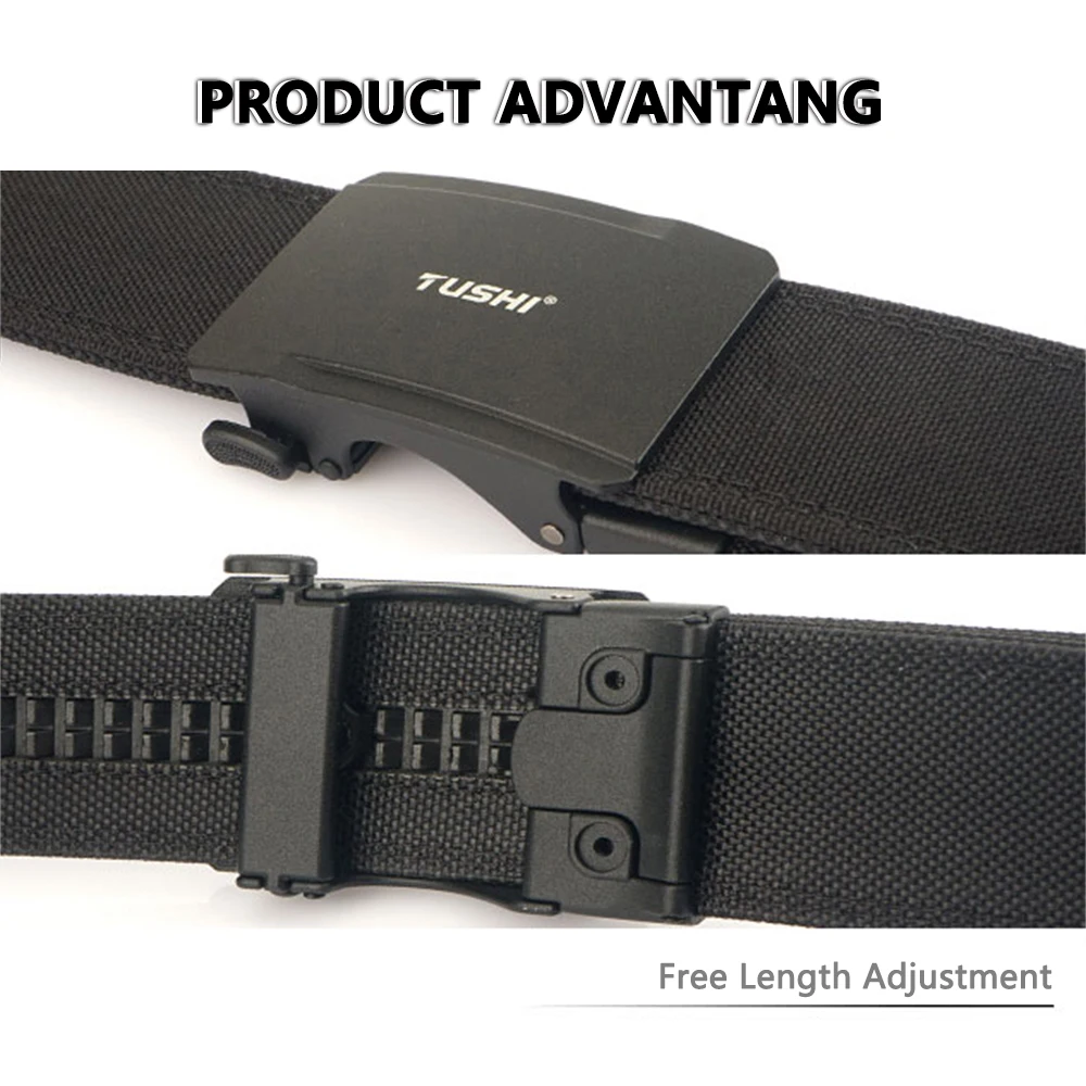 TUSHI Military Belt for Men 4.3CM Nylon Metal Automatic Buckle Police Duty Belt Tactical Outdoor Girdle Accessories Multi-size