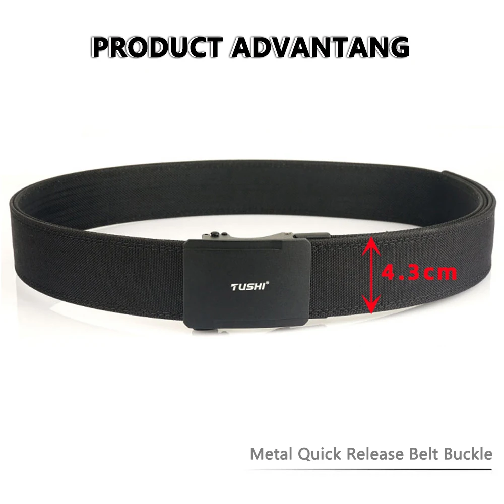 TUSHI Military Belt for Men 4.3CM Nylon Metal Automatic Buckle Police Duty Belt Tactical Outdoor Girdle Accessories Multi-size