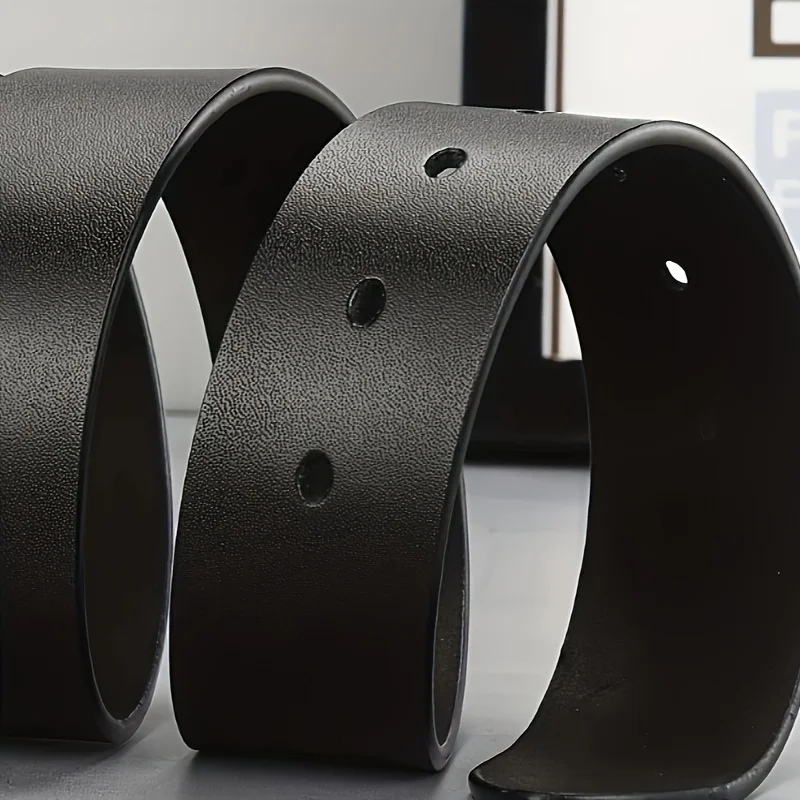 Men's Synthetic Leather Belt with Vintage Square Alloy Buckle - Black, Casual & Business Style, Durable Accessory Vintage Belts