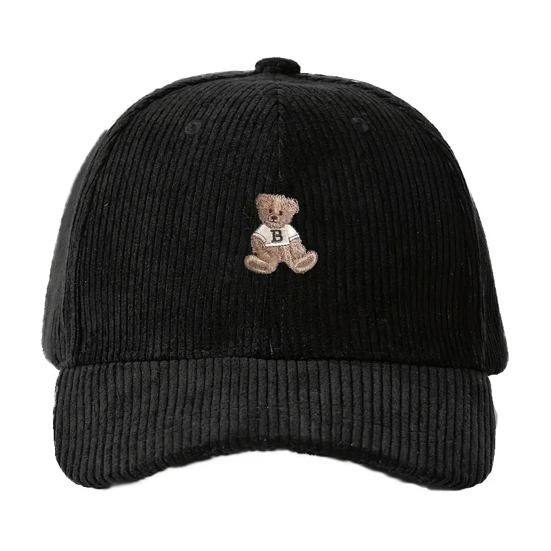 Corduroy Baseball Cap Men Women Teddy Bear Pattern Sun Protection Outdoor Adjustable Dad Cap Fashion Streetwear Casual Truck Hat