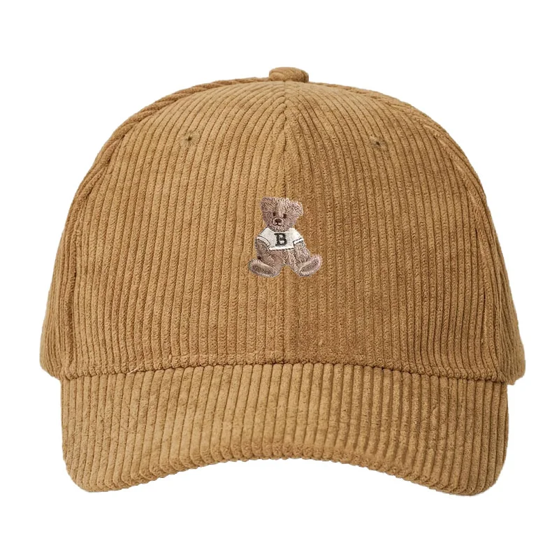 Corduroy Baseball Cap Men Women Teddy Bear Pattern Sun Protection Outdoor Adjustable Dad Cap Fashion Streetwear Casual Truck Hat