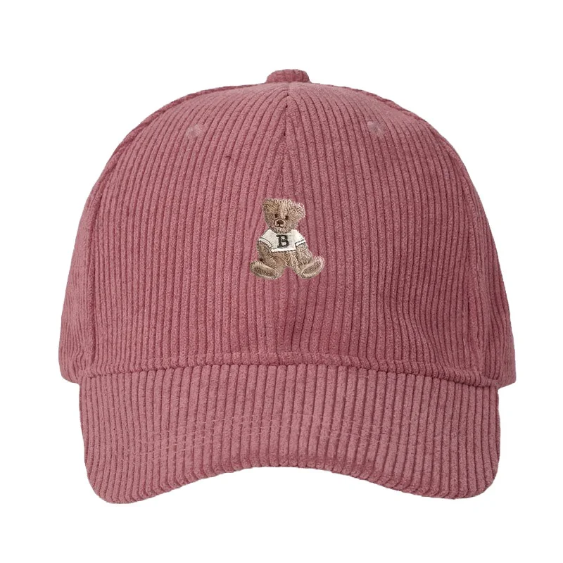 Corduroy Baseball Cap Men Women Teddy Bear Pattern Sun Protection Outdoor Adjustable Dad Cap Fashion Streetwear Casual Truck Hat