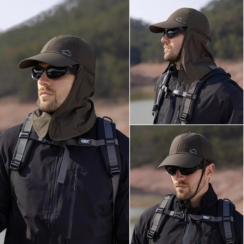 Quick-dry Sun Hats for Men Women Detachable Shawl Neck Protection Adult Baseball Cap Outdoor Spring Summer Hat for Teenagers