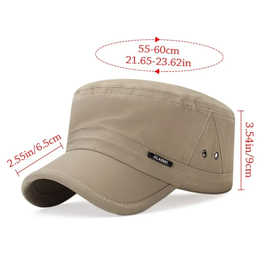 Spring Summer Anti-UV Baseball Cap Adjustable Breathable Cadet Hat Casual Outdoor Flat Top Cap Men